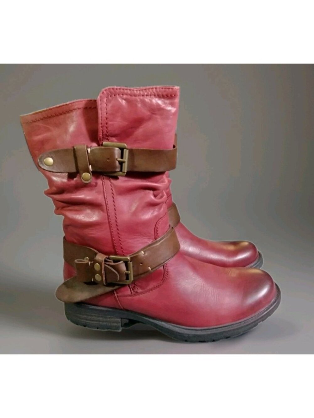 Earth Everwood Rosewood Boots Womens 9.5 Leather Zipper Mid Calf Renaissance